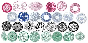 圆形花边边框传统图案花纹