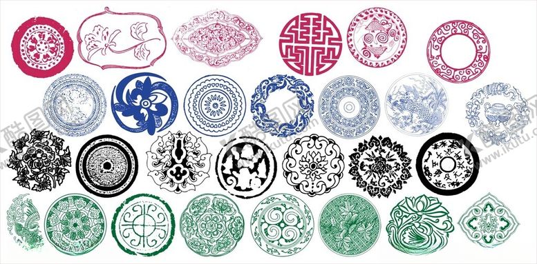 编号：43859311021413258686【酷图网】源文件下载-圆形花边边框传统图案花纹