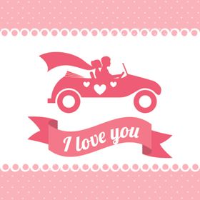 情侣卡通小人心形设计背景爱心