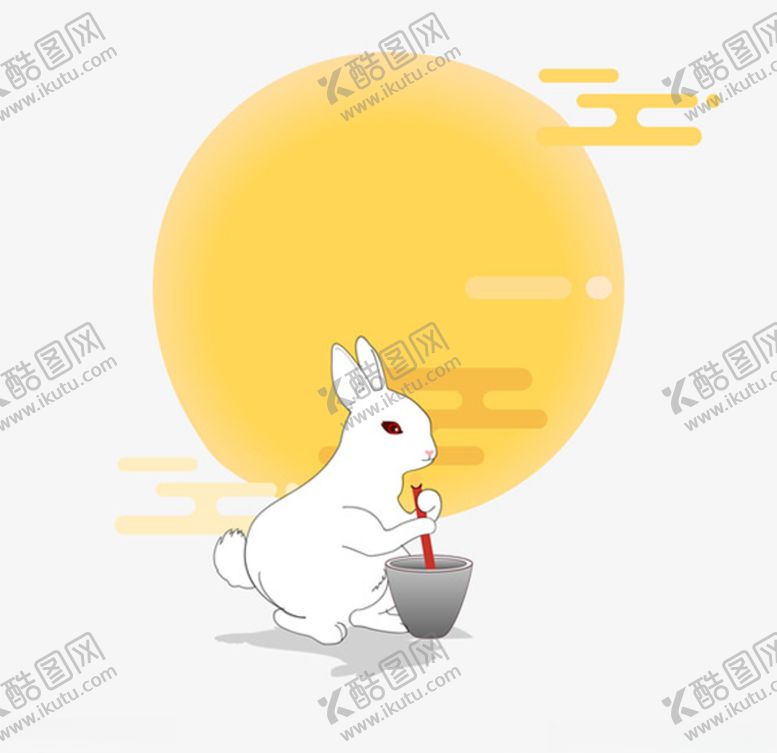 编号：27988405131711528998【酷图网】源文件下载-简约扁平中秋玉兔捣药图