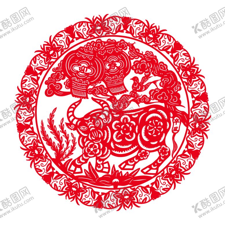 编号：13400605080033512314【酷图网】源文件下载-牛年剪纸
