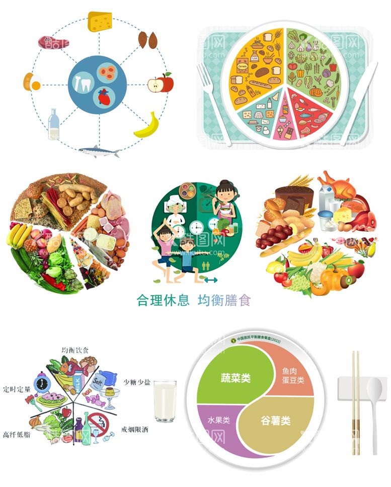 编号：37023903012148355568【酷图网】源文件下载-合理休息均衡膳食营养结构图