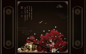 工笔花鸟背景墙装饰画