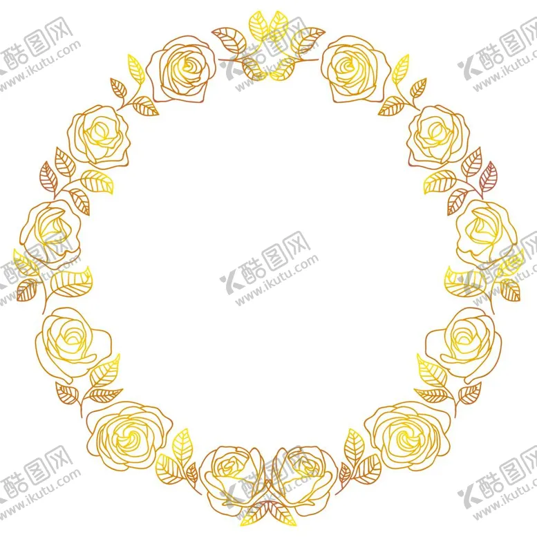 编号：89231911270143394356【酷图网】源文件下载-植物金色边框花环