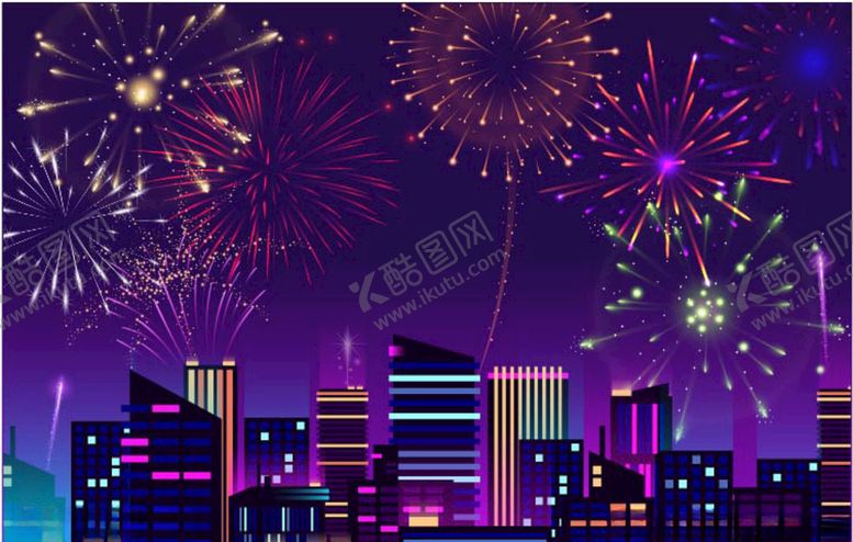 编号：10475607040615464341【酷图网】源文件下载-放烟花的城市