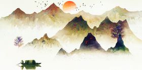 山水国风古风背景海报素材
