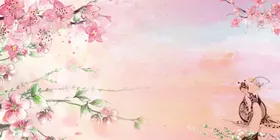 手绘桃花插画海报图片樱素材