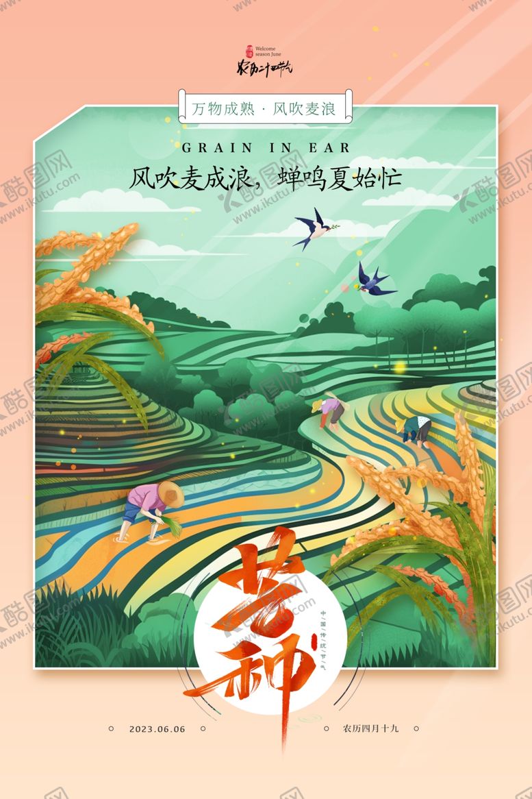 编号：35531301292045056222【酷图网】源文件下载-芒种插画节气海报