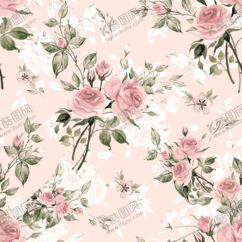 编号：68782512192135066456【酷图网】源文件下载-粉色玫瑰花卉图案背景