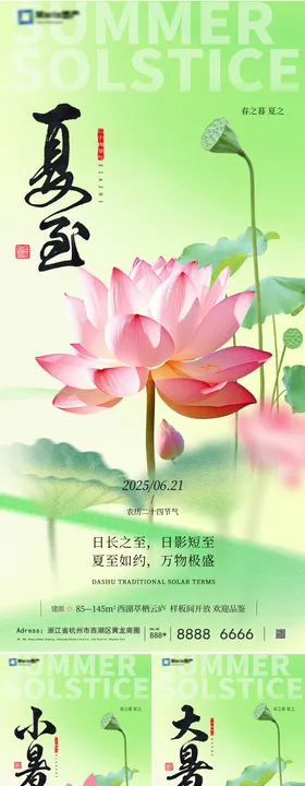 夏至小暑大暑荷花系列海报
