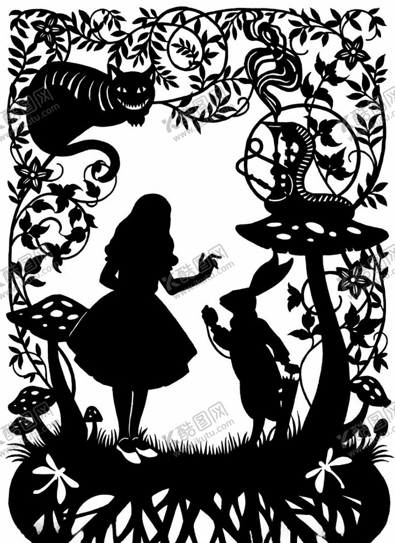 编号：71533309261721137177【酷图网】源文件下载-爱丽丝梦游仙境剪影