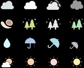 天气相关可爱图标集合