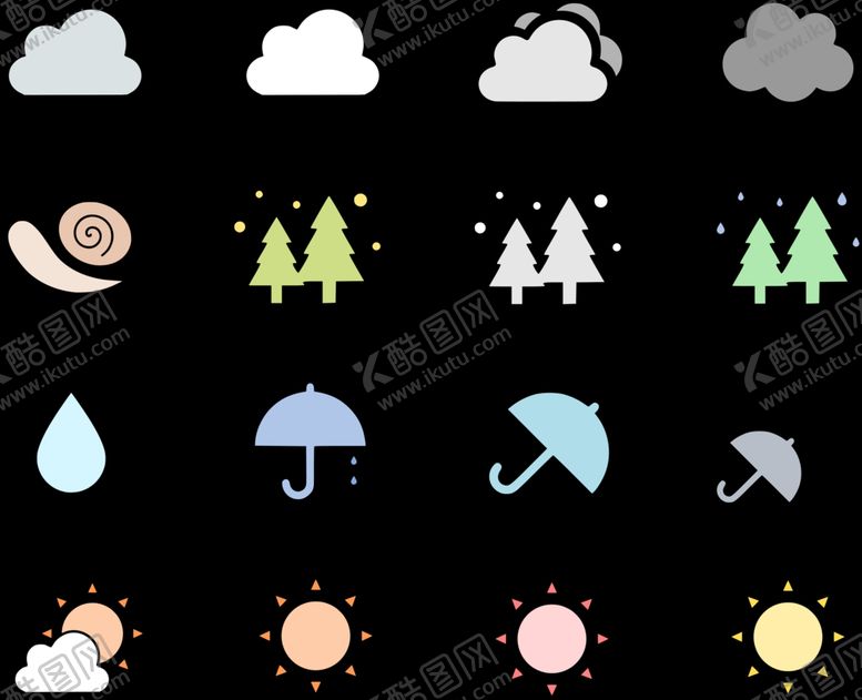 编号：86515911022006456995【酷图网】源文件下载-天气相关可爱图标集合