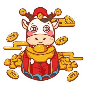 卡通牛年春节2021年年门贴年吉祥