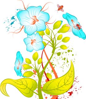 花素材彩色植物草朵