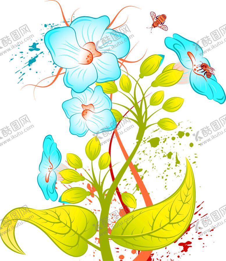 花素材彩色植物草朵