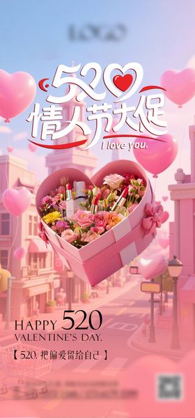 520情人节电商平台朋友圈活宣传海报