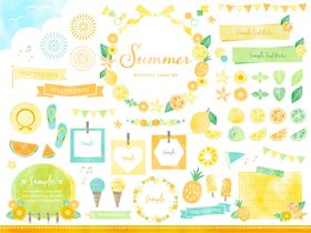夏日清新手绘装饰元素