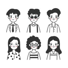 卡通人物头像简约简笔画形象简约大方