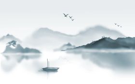山水画新中式流装饰禅意