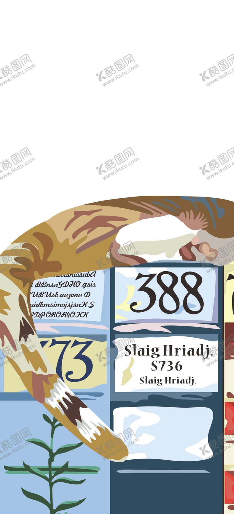 编号：39197409191400068032【酷图网】源文件下载-猫树叶子英文拼接衬衫左裁片