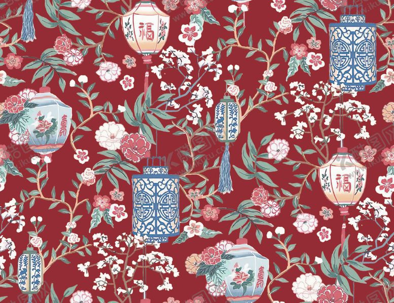 编号：25286404091920461879【酷图网】源文件下载-复古花卉灯笼图案设计