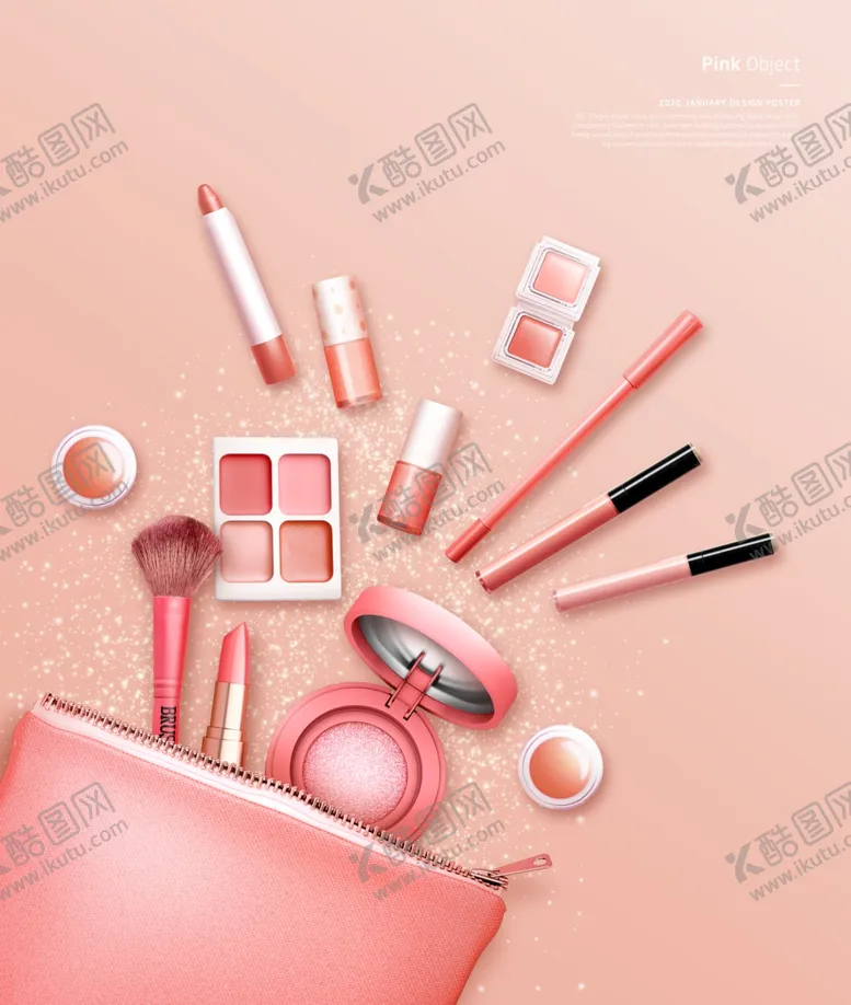 编号：58080507010447526403【酷图网】源文件下载-粉色化妆品海报