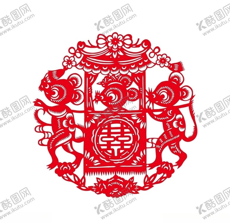 编号：49046306301051101635【酷图网】源文件下载-老鼠结婚剪纸