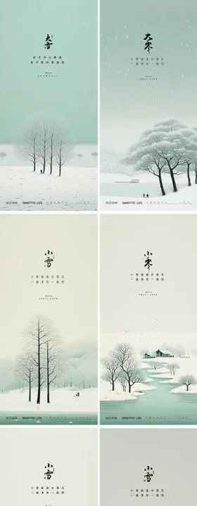 大雪海报中式二十四节气房地产寒