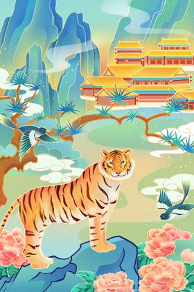 2022虎年展板新新春大吉