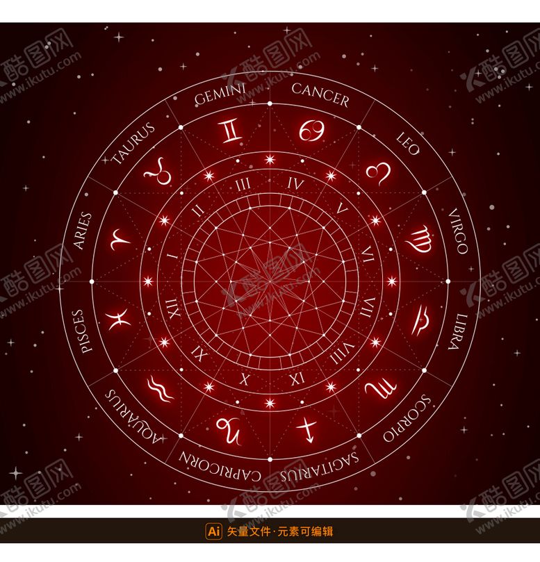 编号：28571409231017305032【酷图网】源文件下载-十二星座罗盘