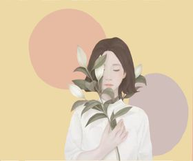 卡通少女手绘插画装饰画