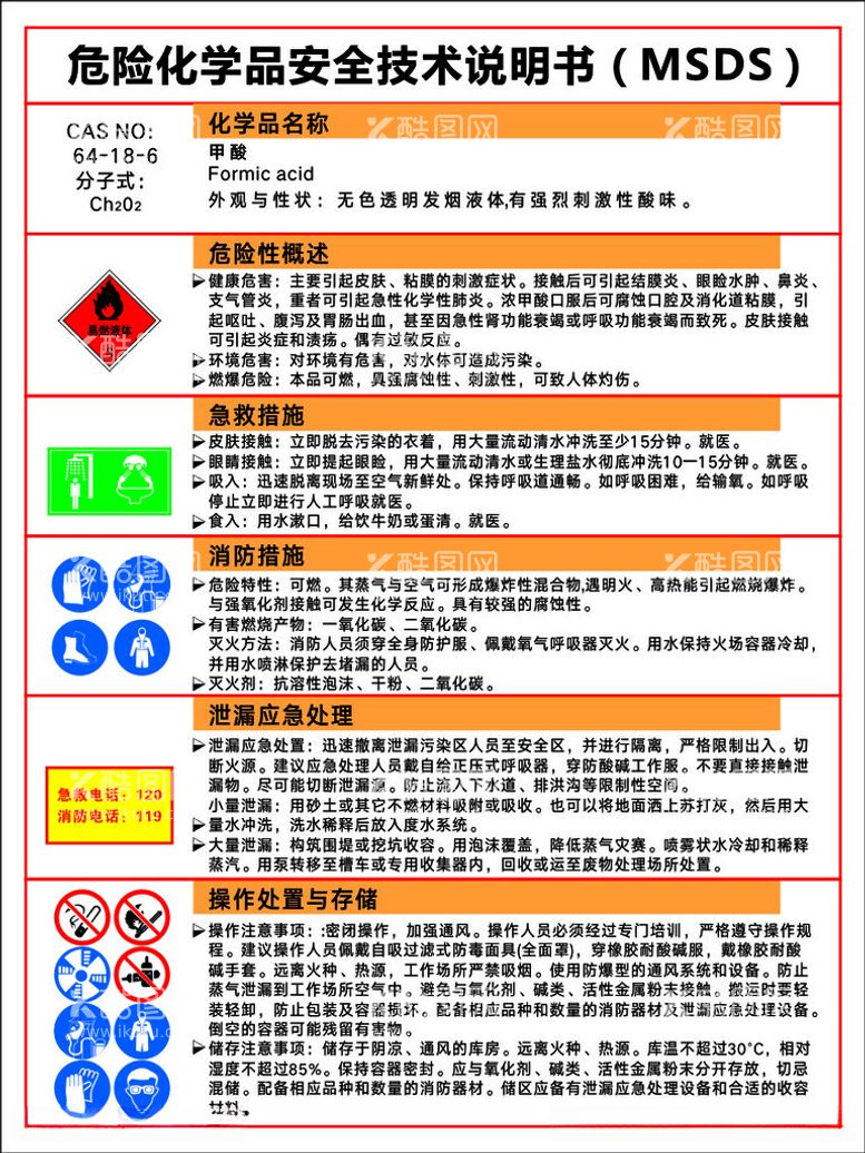 编号：55080512110128163257【酷图网】源文件下载-甲酸危险化学品MSDS