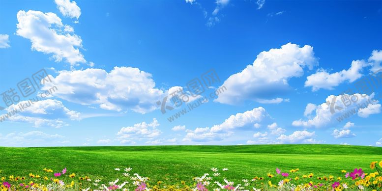 编号：56314004061152301992【酷图网】源文件下载-蓝天白云绿草地