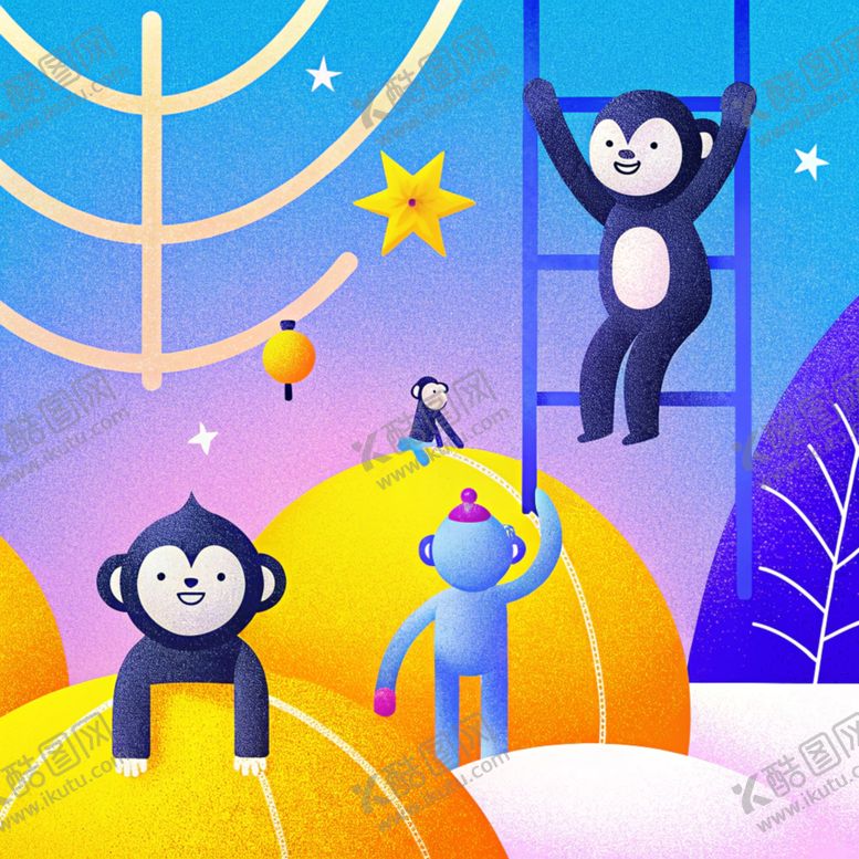 编号：34112402061635108176【酷图网】源文件下载-猴年可爱卡通插画