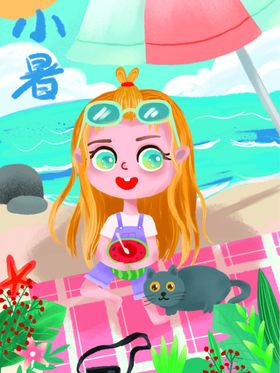小暑插画大节日大节气夏至节气自然