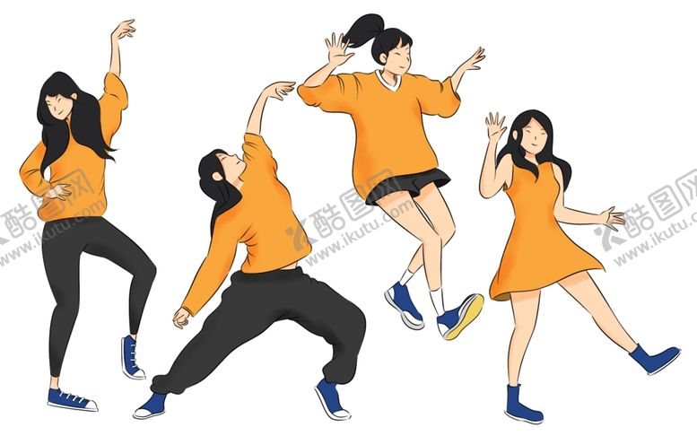 编号：15775301271322178295【酷图网】源文件下载-街舞人物插画