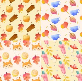 秋季元素水彩无缝图案