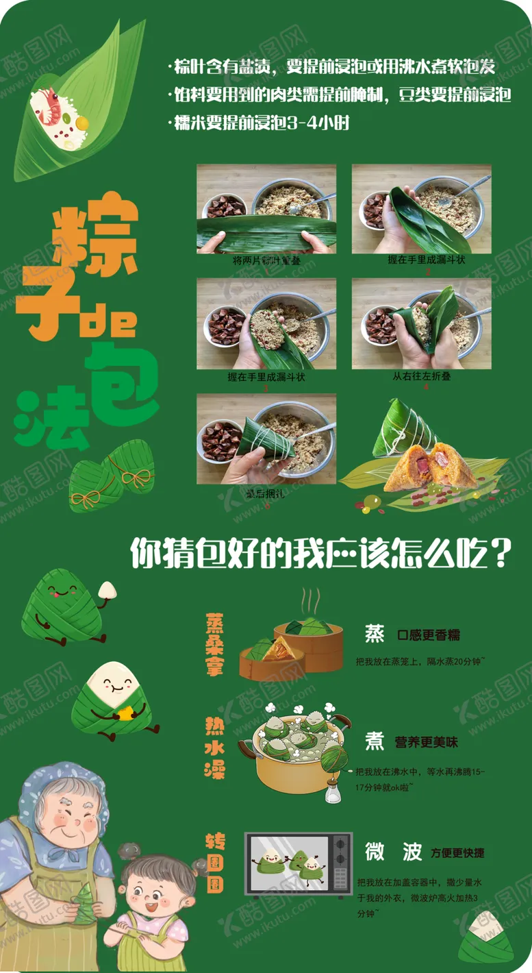 编号：98408002210627566520【酷图网】源文件下载-粽子的包法包粽子的步骤