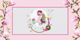 手绘花卉植物玫瑰水彩叶子郁金香