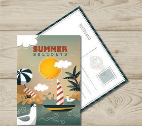 复古夏季大海明信片