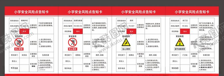 编号：40110006250213413981【酷图网】源文件下载-学校安全风险点告知卡