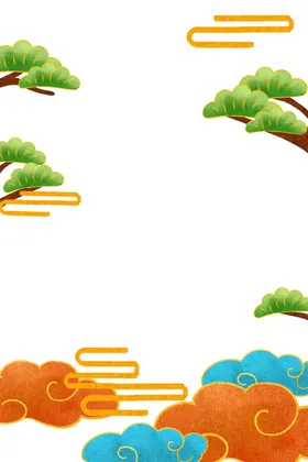 国潮边框绘画传统花纹图案云纹