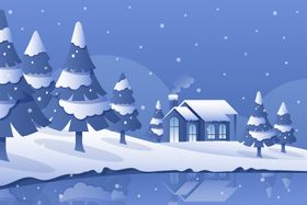 冬天背景风地形雪地插图
