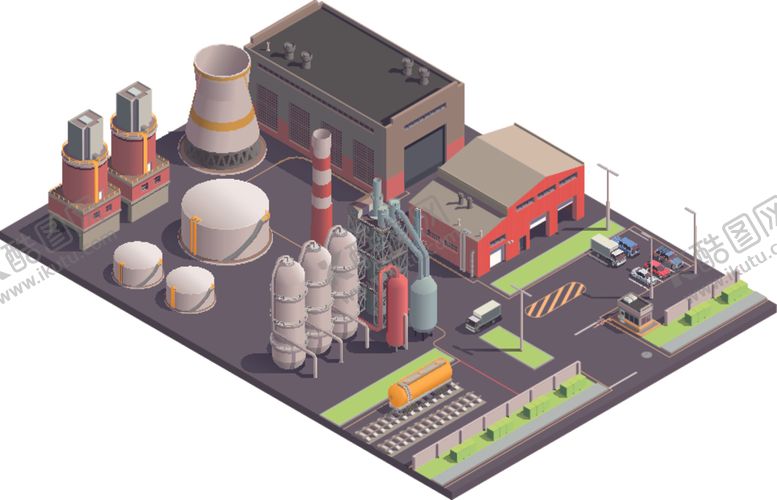 编号：13017109101545511153【酷图网】源文件下载-3D立体等距工厂矢量插画