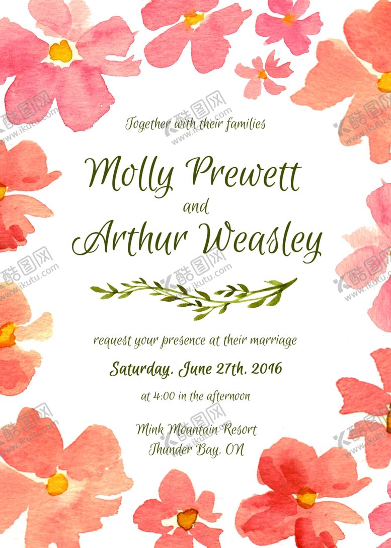 编号：18797607060141347028【酷图网】源文件下载-小清新水彩邀请函设计