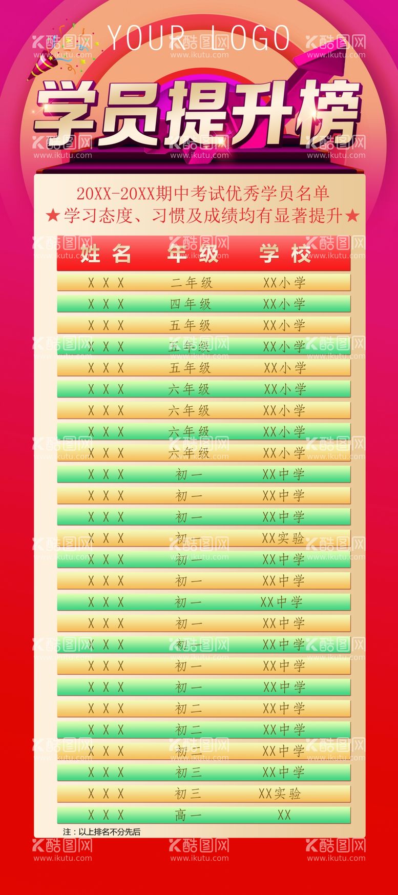 编号：73059612180322507975【酷图网】源文件下载-学员提升榜