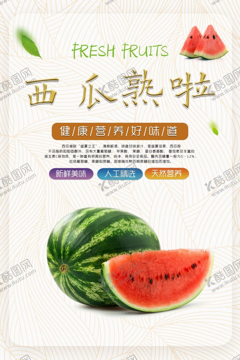 西瓜海报进口手绘节