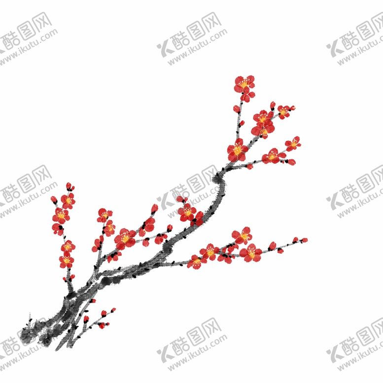 编号：25313401131527122452【酷图网】源文件下载-水墨红梅