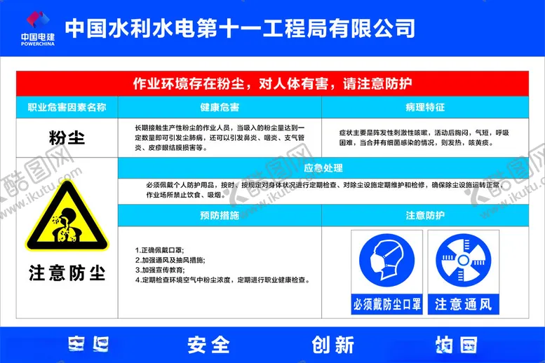 编号：85745801251750199922【酷图网】源文件下载-粉尘职业危害告知牌